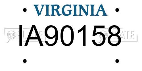 IA90158 Virginia License Plate