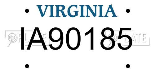 IA90185 Virginia License Plate