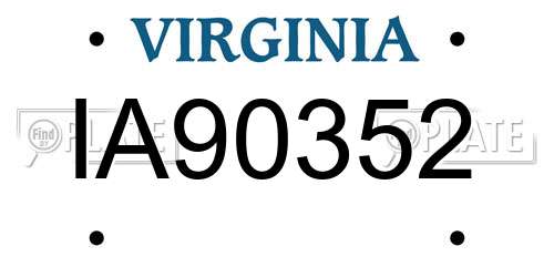 IA90352 Virginia License Plate