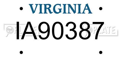 IA90387 Virginia License Plate