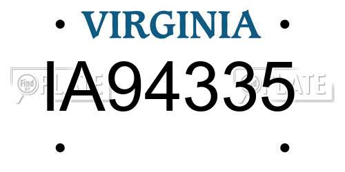 IA94335 Virginia License Plate
