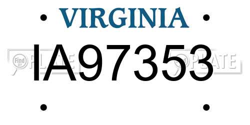 IA97353 Virginia License Plate