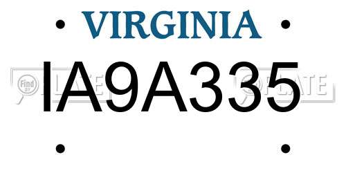 IA9A335 Virginia License Plate