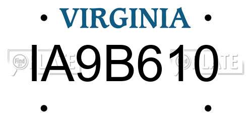 IA9B610 Virginia License Plate