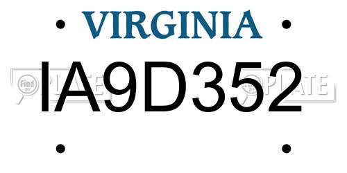IA9D352 Virginia License Plate