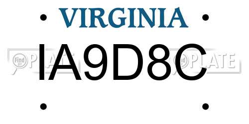 IA9D8C Virginia License Plate