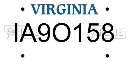 IA9O158 Virginia License Plate