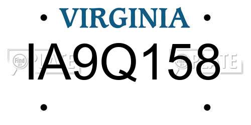 IA9Q158 Virginia License Plate