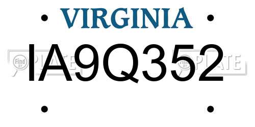 IA9Q352 Virginia License Plate