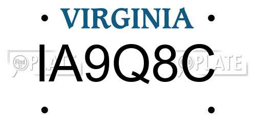 IA9Q8C Virginia License Plate