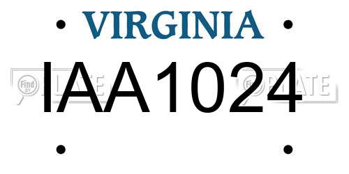 IAA1024 Virginia License Plate