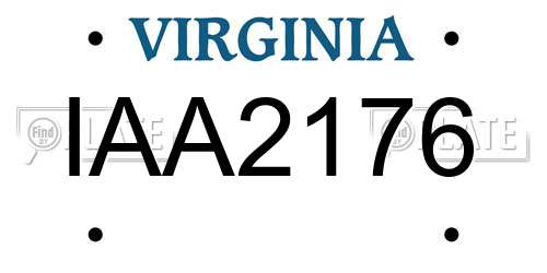IAA2176 Virginia License Plate