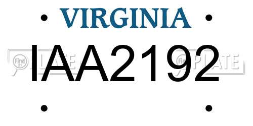 IAA2192 Virginia License Plate