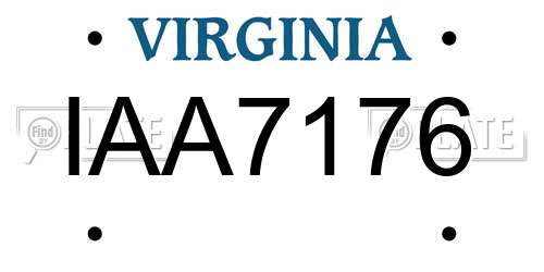IAA7176 Virginia License Plate