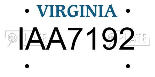 IAA7192 Virginia License Plate