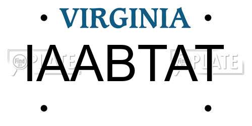 IAABTAT Virginia License Plate