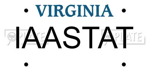 IAASTAT Virginia License Plate