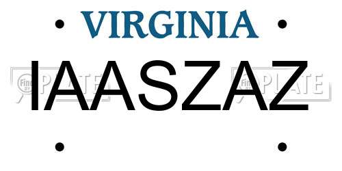 IAASZAZ Virginia License Plate