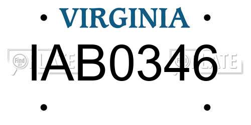 IAB0346 Virginia License Plate