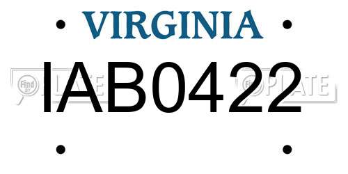 IAB0422 Virginia License Plate