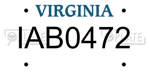 IAB0472 Virginia License Plate