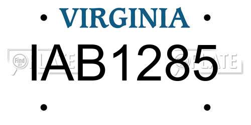 IAB1285 Virginia License Plate