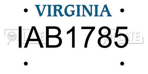 IAB1785 Virginia License Plate