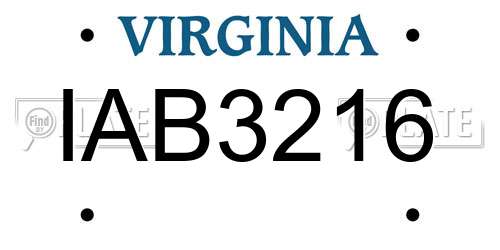 IAB3216 Virginia License Plate