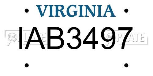 IAB3497 Virginia License Plate