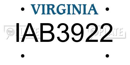 IAB3922 Virginia License Plate