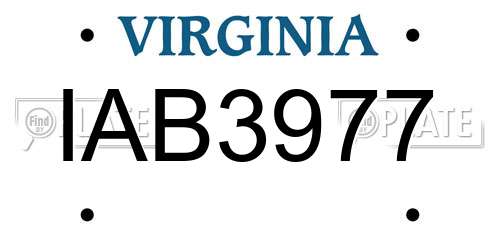 IAB3977 Virginia License Plate