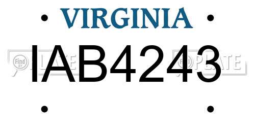 IAB4243 Virginia License Plate
