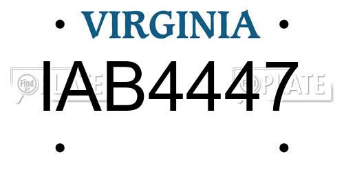 IAB4447 Virginia License Plate