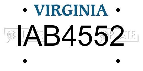 IAB4552 Virginia License Plate