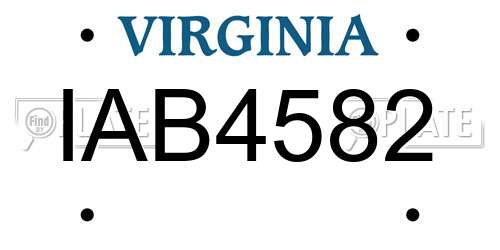 IAB4582 Virginia License Plate