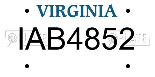 IAB4852 Virginia License Plate
