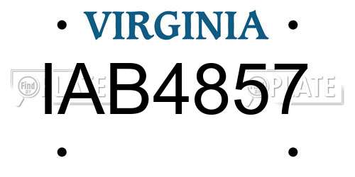 IAB4857 Virginia License Plate