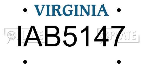 IAB5147 Virginia License Plate