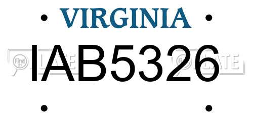 IAB5326 Virginia License Plate