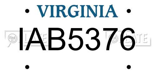 IAB5376 Virginia License Plate