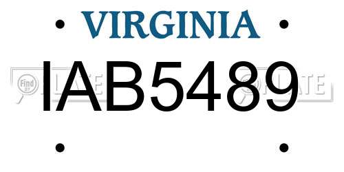 IAB5489 Virginia License Plate