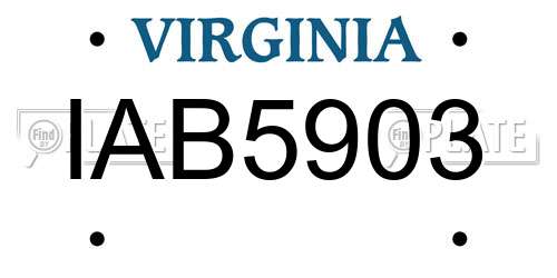 IAB5903 Virginia License Plate