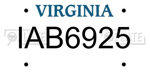 IAB6925 Virginia License Plate