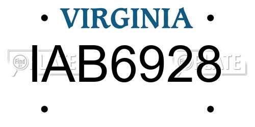 IAB6928 Virginia License Plate