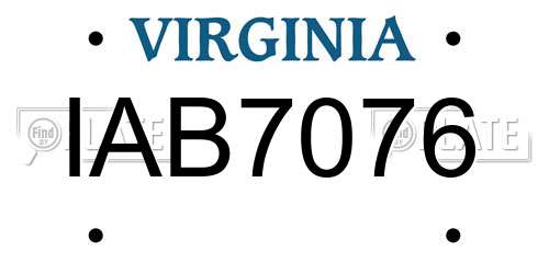 IAB7076 Virginia License Plate
