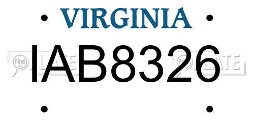 IAB8326 Virginia License Plate