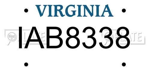 IAB8338 Virginia License Plate