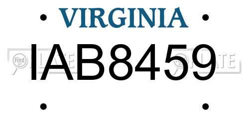 IAB8459 Virginia License Plate