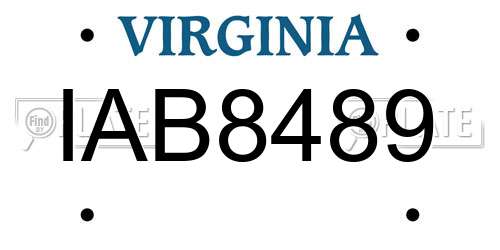 IAB8489 Virginia License Plate