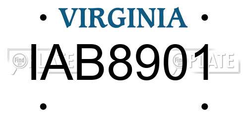 IAB8901 Virginia License Plate